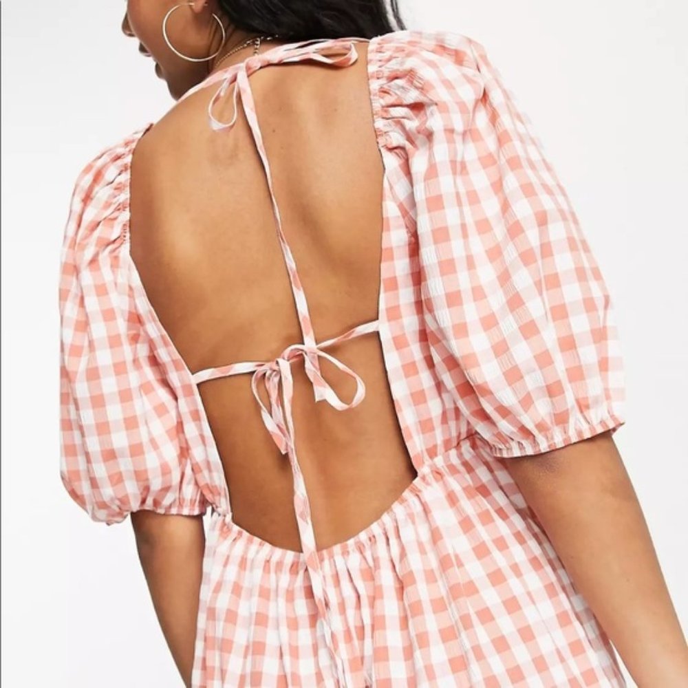 Asos Design Sweetheart Neck Maxi Dress With Pephem In Gingham Size 6 WORN ONCE
